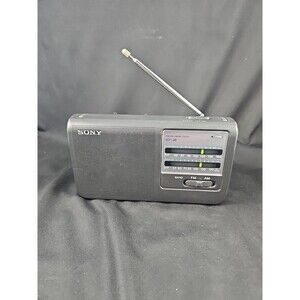 Sony ICF-38 Two Band Portable Radio AM/FM Black AC/DC 2 Way Power Tested Working